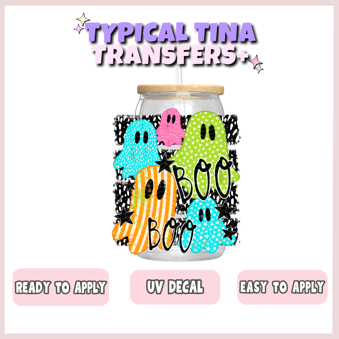 Colorful ghosts boo | UV decals | POD