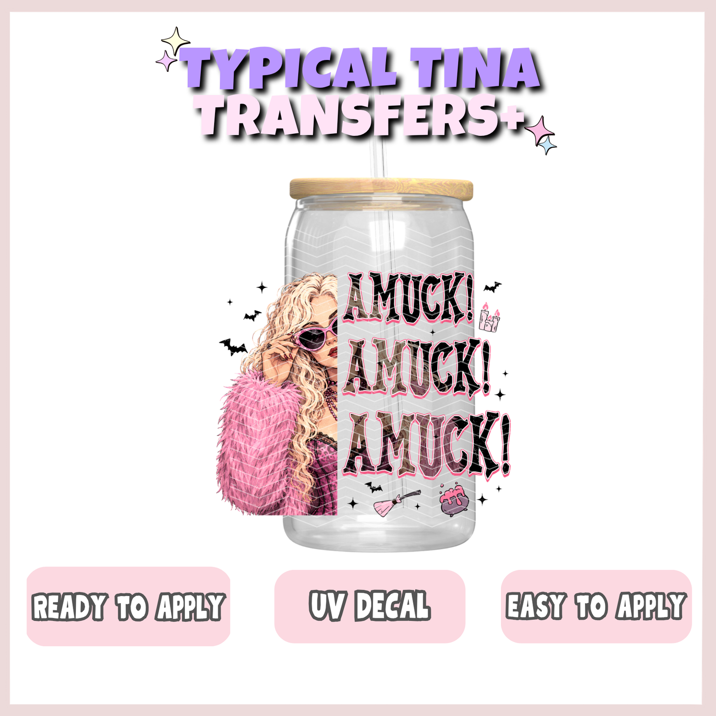 Hocus P = pink quotes | UV decals | POD