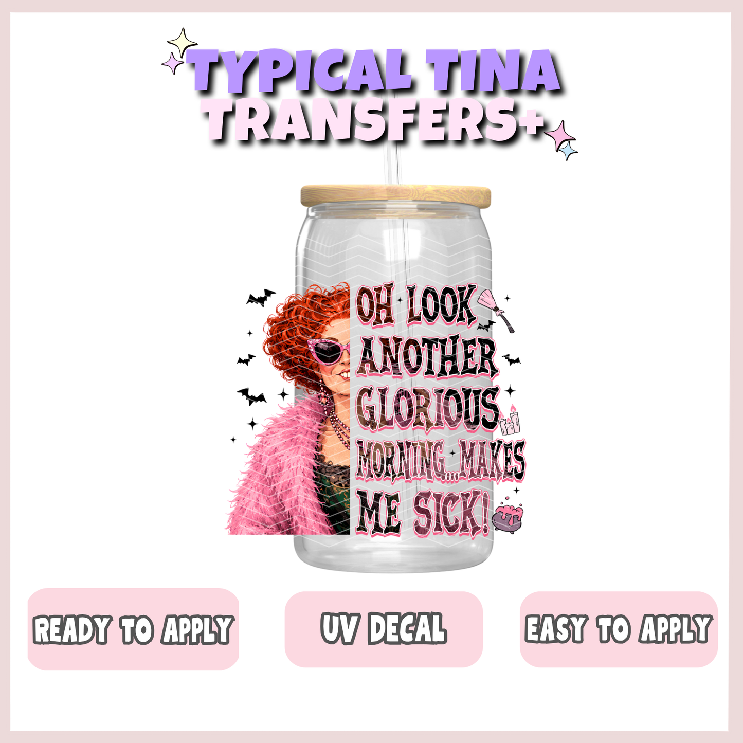 Hocus P = pink quotes | UV decals | POD