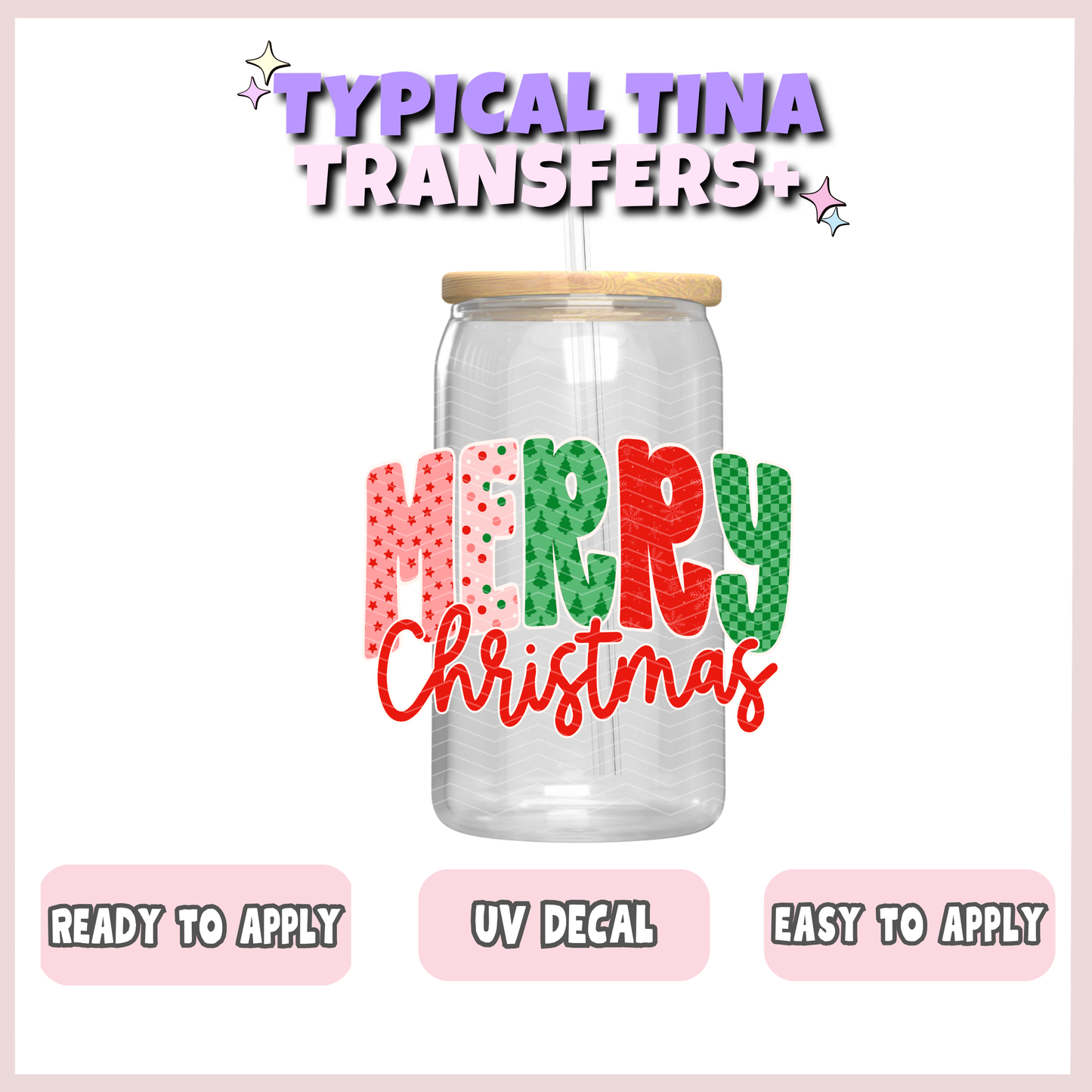 Merry Christmas - christmas colors |  UV decals | POD