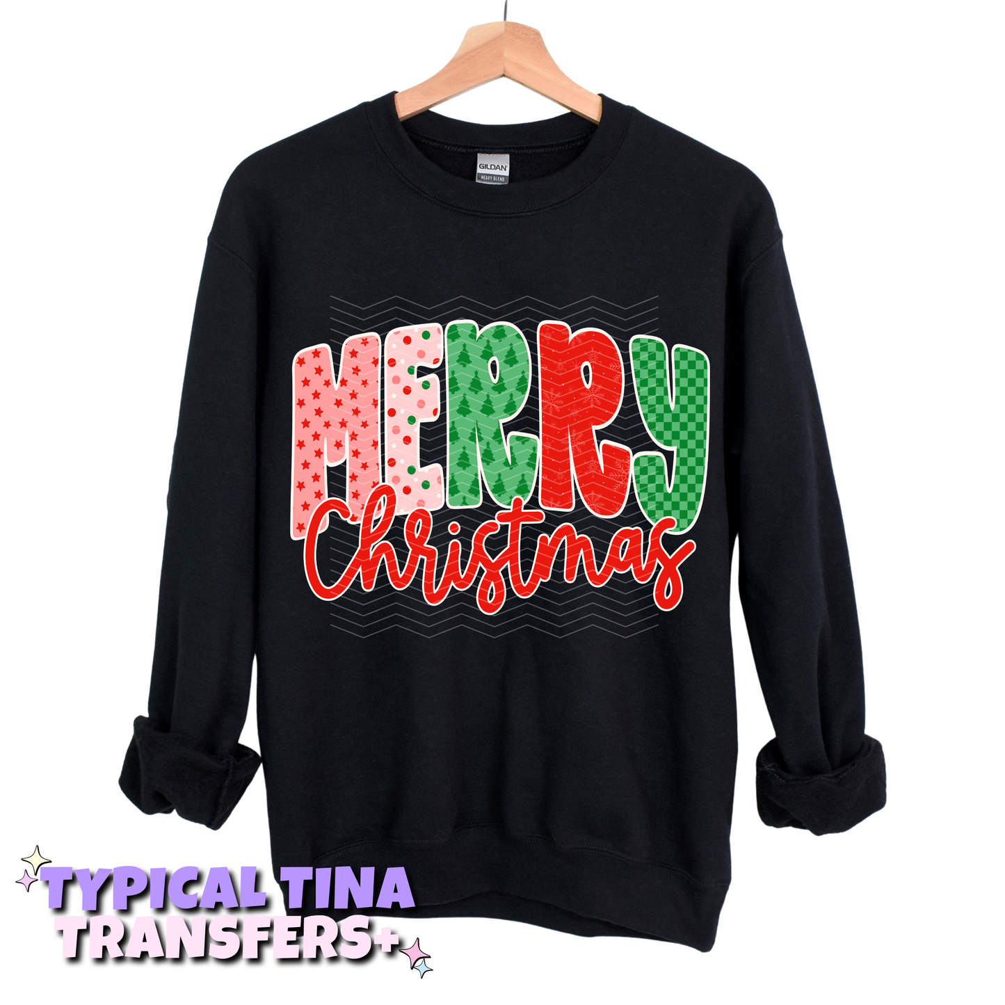 Merry Christmas patterned | DTF Transfers |POD