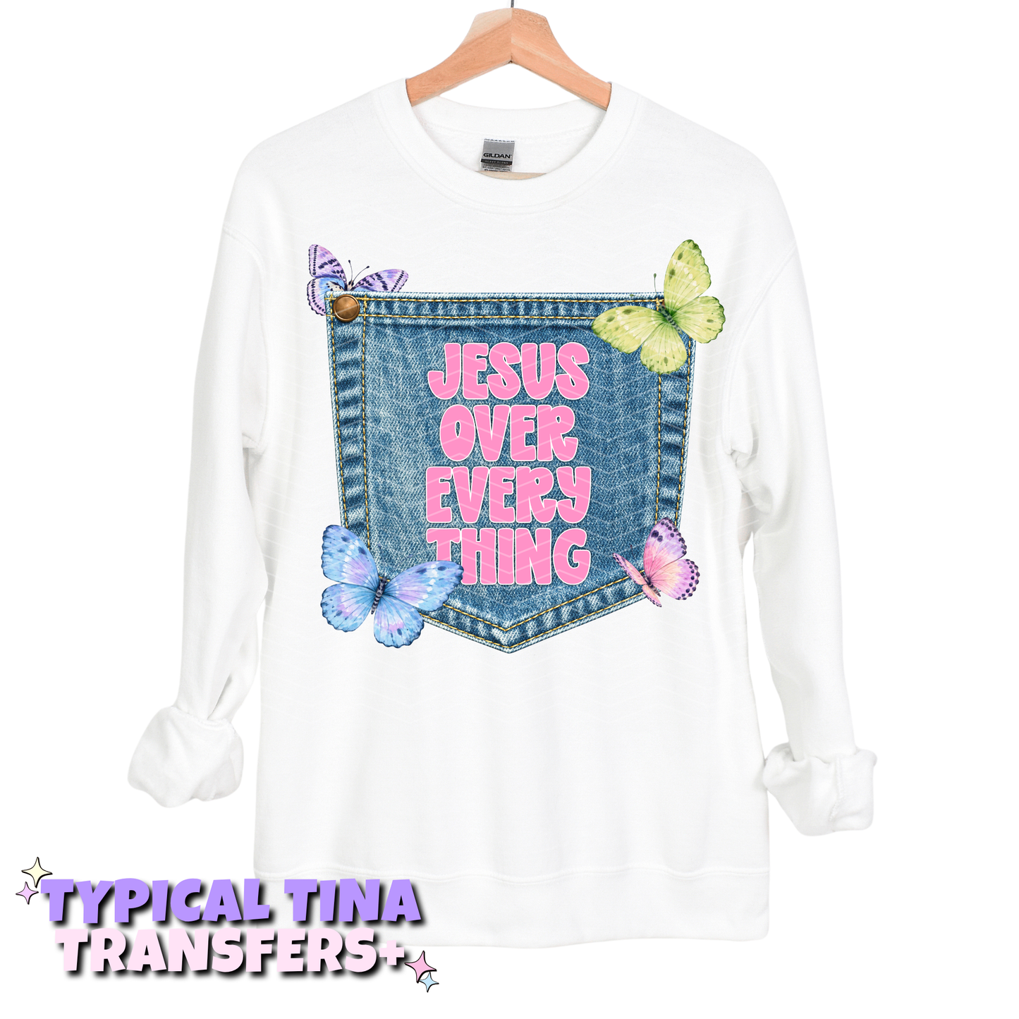 Jesus over everything (jean pocket) | DTF Transfers | POD