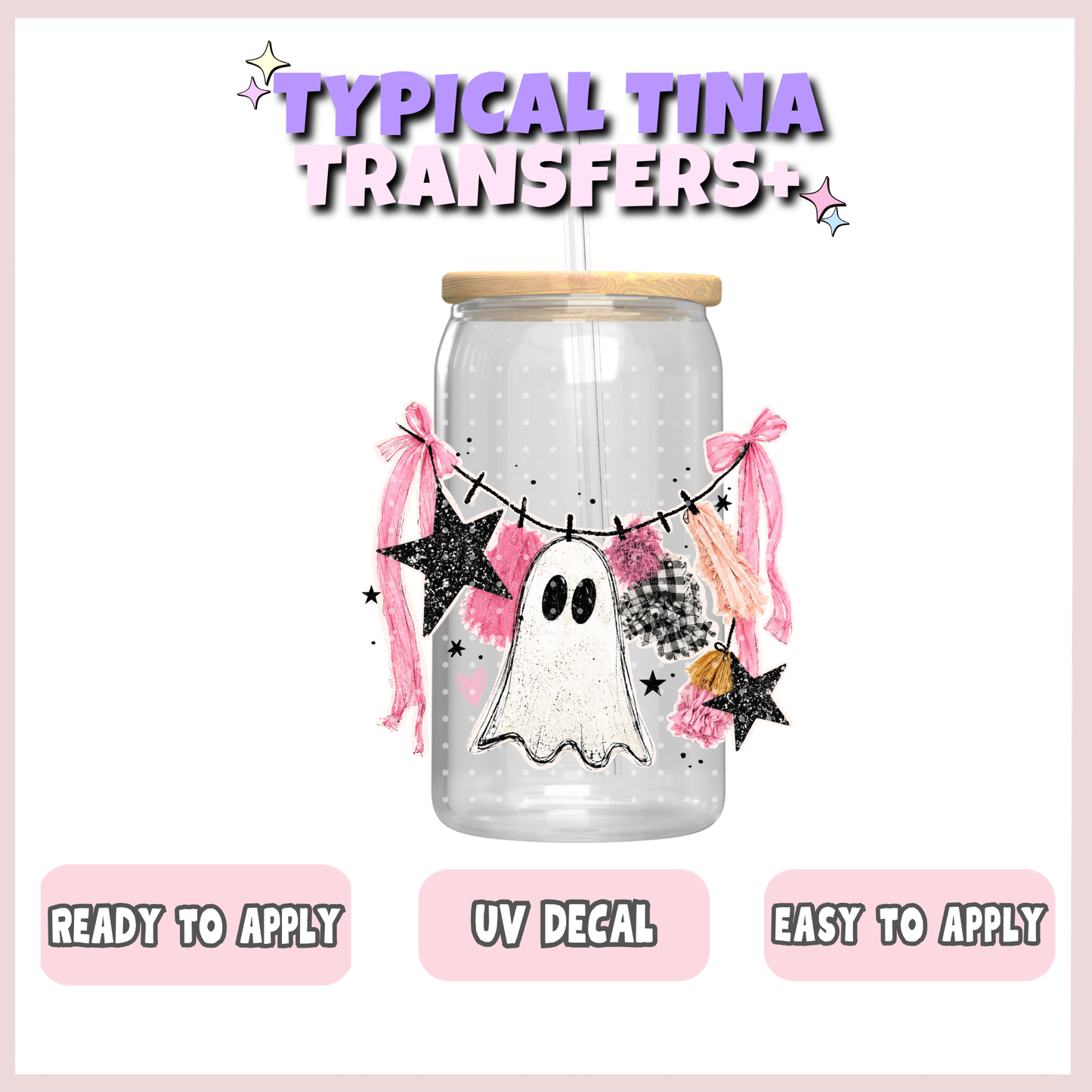 Ghost hanging pink and black elements | UV decals | POD